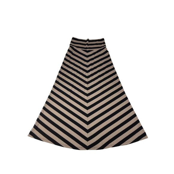 Ava & Grace Women's Maxi Skirt M Brown Black Striped Polyester Rayon Spandex - Picture 2 of 4